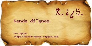Kende Ágnes névjegykártya