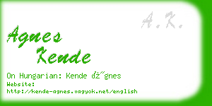 agnes kende business card